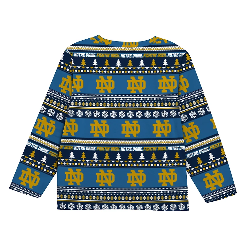 Ensemble pyjama à motif pull moche bleu marine Notre Dame Fighting Irish pour jeunes Outerstuff