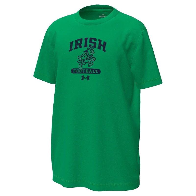 T-shirt technique extensible Under Armour Kelly Green pour jeunes de Notre Dame Fighting Irish Leprechaun