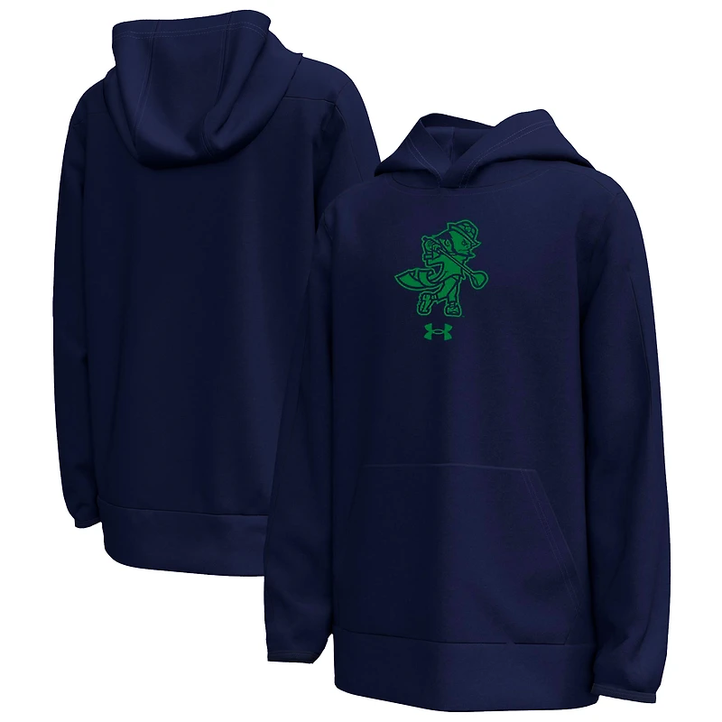 Youth Under Armour White Notre Dame Fighting Irish Golfing Leprechaun Fleece Performance Hoodie