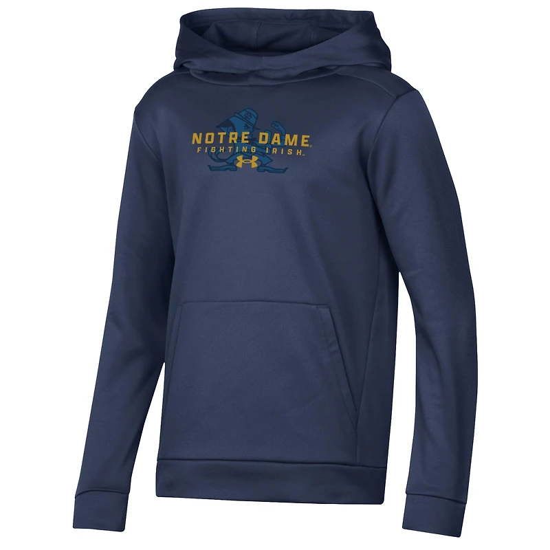 Sweat à capuche en polaire bleu marine Under Armour pour jeunes de l'équipe Fighting Irish Notre Dame
