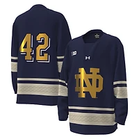 Maillot de hockey réplique alternatif Under Armour pour jeunes, n° 42, bleu marine, Notre Dame Fighting Irish