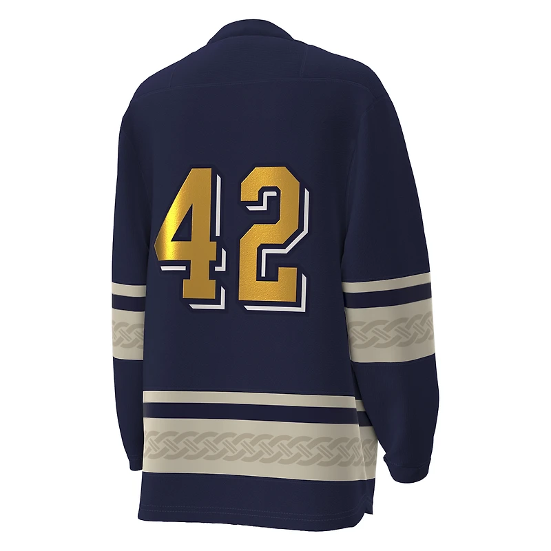 Maillot de hockey réplique alternatif Under Armour pour jeunes, n° 42, bleu marine, Notre Dame Fighting Irish