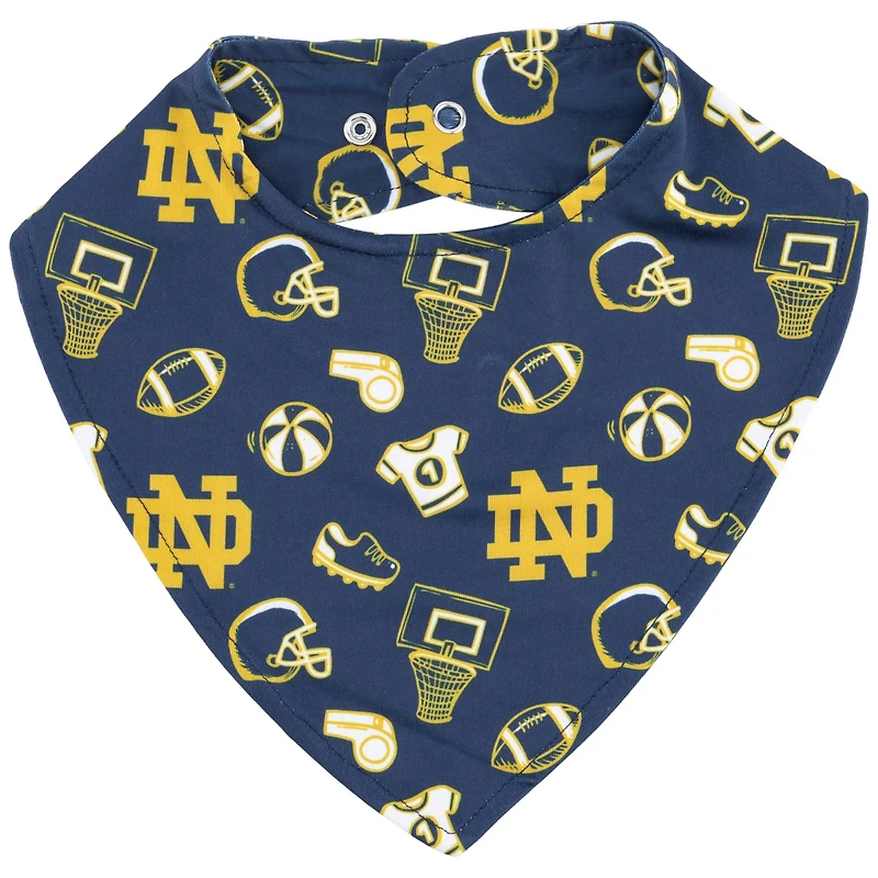 Bavoir pour bébé ZooZatz bleu marine à imprimé intégral Notre Dame Fighting Irish