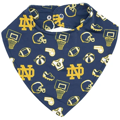 Bavoir pour bébé ZooZatz bleu marine à imprimé intégral Notre Dame Fighting Irish