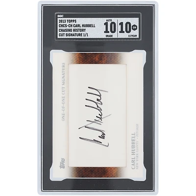 Carl Hubbell NY Giants Autographié 2013 Topps Chasing History Cut Signature #CHCS-CH #1/1 SGC Authentifié 10/10 Carte