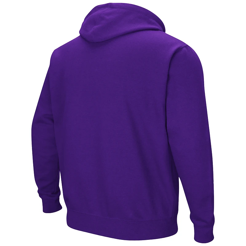 Men's Colosseum Heather Gray NYU Violets Arch & Logo 3.0 Pullover Hoodie
