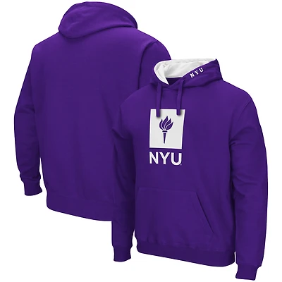 Men's Colosseum Heather Gray NYU Violets Arch & Logo 3.0 Pullover Hoodie