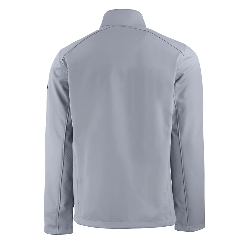 Men's Cutter & Buck Gray NYU Violets Evoke Eco Softshell Recycled Full-Zip Jacket