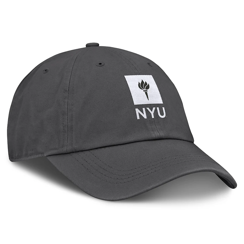 Men's Top of the World Heather Charcoal NYU Violets Team Logo Washed Adjustable Hat