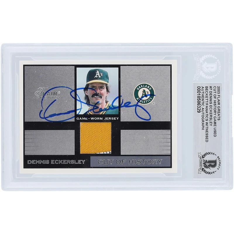 Dennis Eckersley Oakland Athletics Autographed 2003 Fleer Flair Greats Cut of History GU Relic #CH-DE Beckett Fanatics Witnessed Authenticated Card