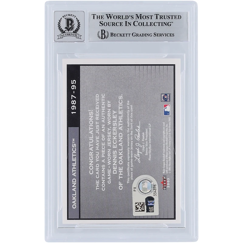Dennis Eckersley Oakland Athletics Autographed 2003 Fleer Flair Greats Cut of History GU Relic #DE Beckett Fanatics Witnessed Authenticated 10 Card