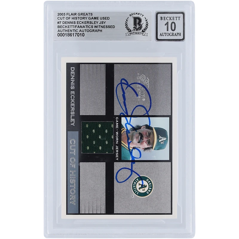 Dennis Eckersley Oakland Athletics Autographed 2003 Fleer Flair Greats Cut of History GU Relic #DE Beckett Fanatics Witnessed Authenticated 10 Card