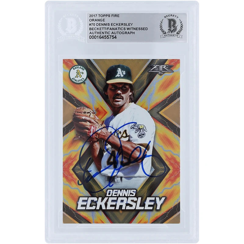 Dennis Eckersley Oakland Athletics Autographed 2017 Topps Fire Orange Variation #70 #/299 Beckett Fanatics Witnessed Authenticated Card