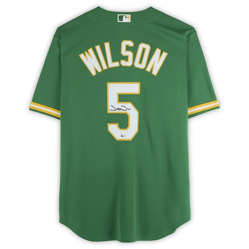 Maillot réplique Nike vert autographié par Jacob Wilson des Oakland Athletics