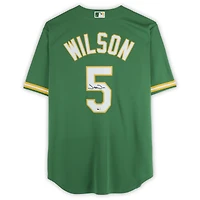 Maillot réplique Nike vert autographié par Jacob Wilson des Oakland Athletics
