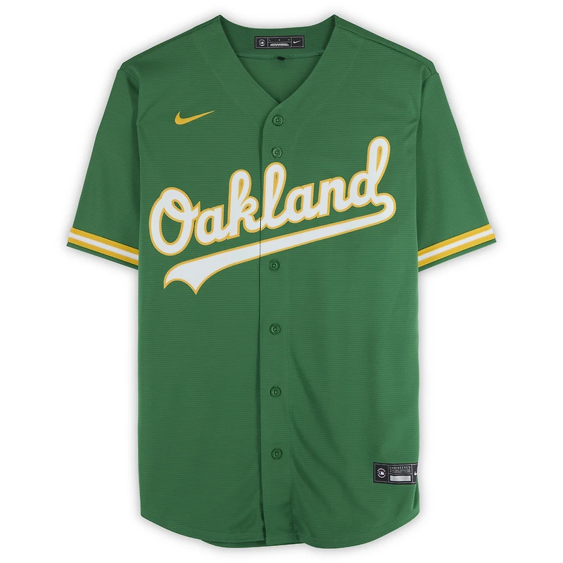 Maillot réplique Nike vert autographié par Jacob Wilson des Oakland Athletics