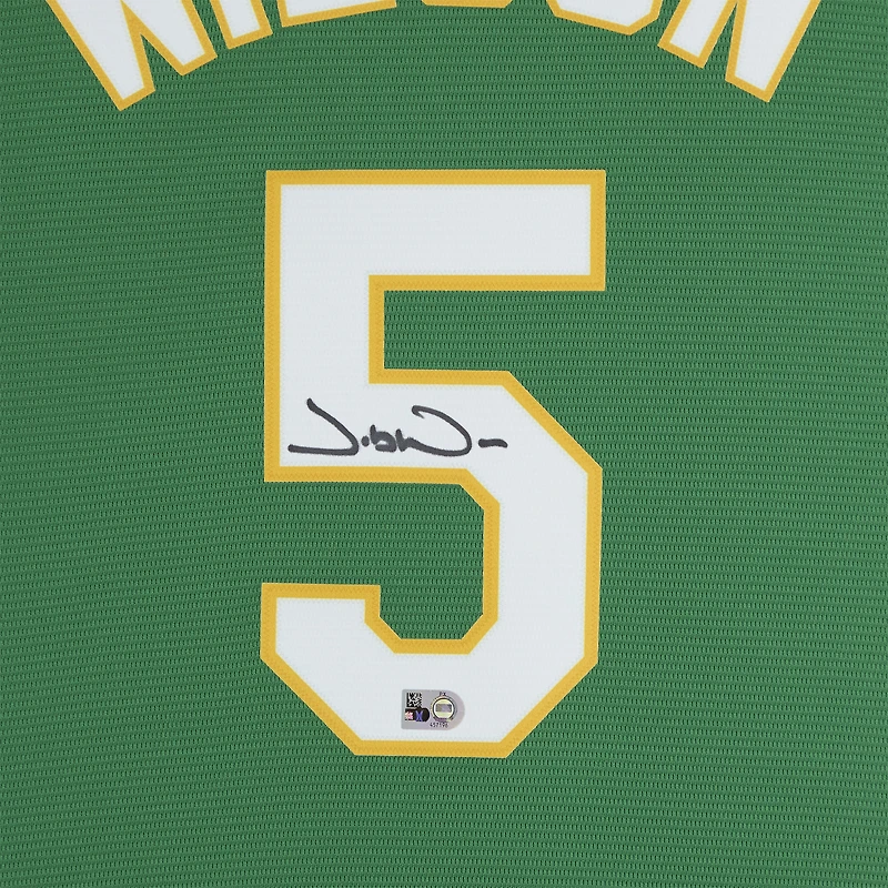 Maillot réplique Nike vert autographié par Jacob Wilson des Oakland Athletics