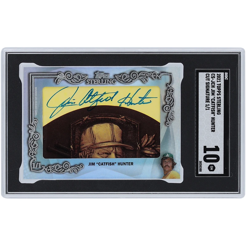 Jim Catfish Hunter Oakland Athletics Autographed 2021 Topps Sterling Cut Signature #CS-JCH #1/1 SGC Authenticated 10 Card