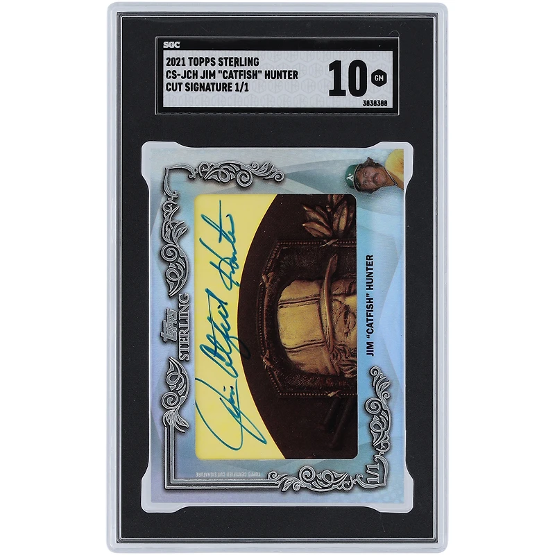 Jim Catfish Hunter Oakland Athletics Autographed 2021 Topps Sterling Cut Signature #CS-JCH #1/1 SGC Authenticated 10 Card
