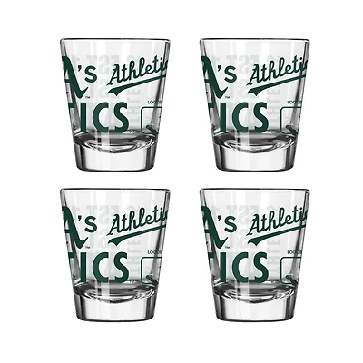 Ensemble de 4 verres à shot de 6 cl (2 oz) Logo Brands Oakland Athletics