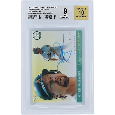 Mark McGwire Oakland Athletics Autographed 2022 Topps Clearly Authentic #55RA-MM #66/99 BGS Authenticated 9/10 Card 