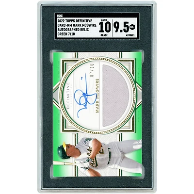Mark McGwire Oakland Athletics Autographed 2022 Topps Definitive Collection Game-Used Relic Green #DARC-MM #7/10 SGC Authenticated 9.5/10 Card