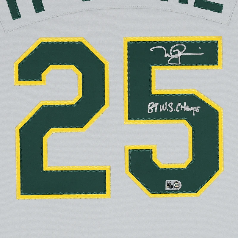 Mark McGwire Oakland Athletics Autographed Gray Mitchell & Ness 1989 World Series Authentic Jersey with "89 WS Champs" Inscription