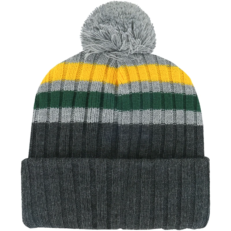 Bonnet en tricot à revers gris Oakland Athletics Stack '47 pour homme avec pompon