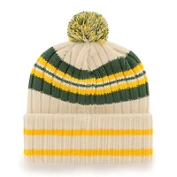 Men's '47 Natural Oakland Athletics Home Patch Cuffed Knit Hat with Pom
