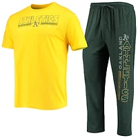 Ensemble de nuit pour homme Concepts Sport Green/Gold Oakland Athletics Meter Top et pantalon