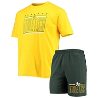 Men's Concepts Sport Green/Gold Oakland Athletics Meter Top and Shorts Sleep Set