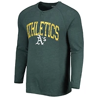 T-shirt Henley à manches longues raglan Inertia Sport Green Athletics pour hommes