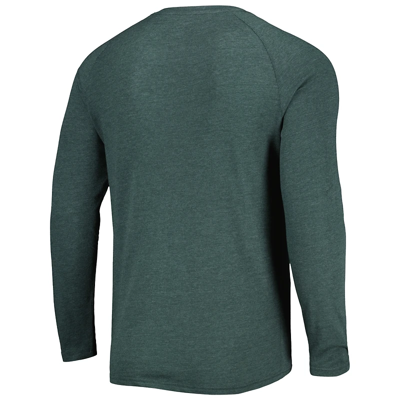 T-shirt Henley à manches longues raglan Inertia Sport Green Athletics pour hommes