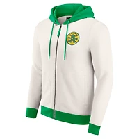 Sweat à capuche zippé en polaire crème Oakland Athletics pour homme de la collection Darius Rucker par Fanatics