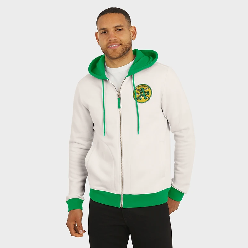 Sweat à capuche zippé en polaire crème Oakland Athletics pour homme de la collection Darius Rucker par Fanatics