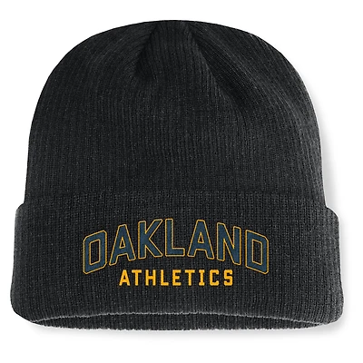 Bonnet en tricot à revers Andee Fanatics pour homme, noir, Oakland Athletics