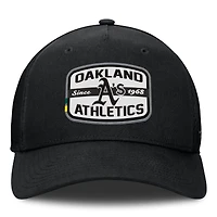 Casquette snapback A-Frame Trucker Fanatics noire pour homme avec patch d'équipe Oakland Athletics