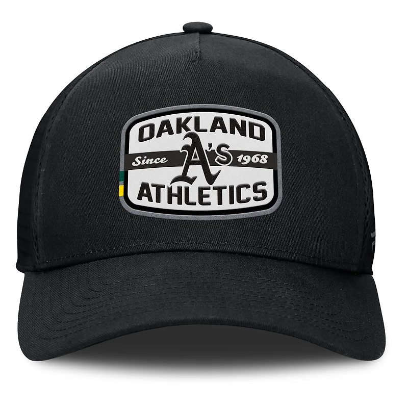 Men's Fanatics Black Oakland Athletics Team Patch A-Frame Trucker Snapback Hat