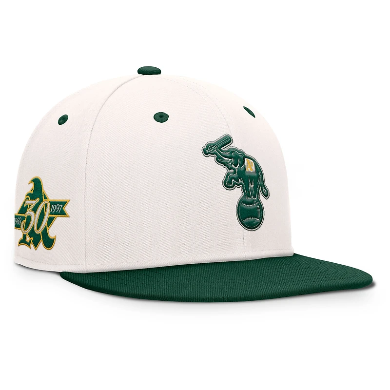 Casquette ajustée Fanatics pour homme, crème/vert, Oakland Athletics, collection Cooperstown