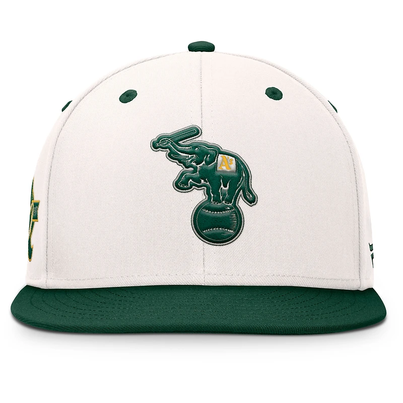 Men's Fanatics Cream/Green Oakland Athletics Cooperstown Collection Unit Fitted Hat