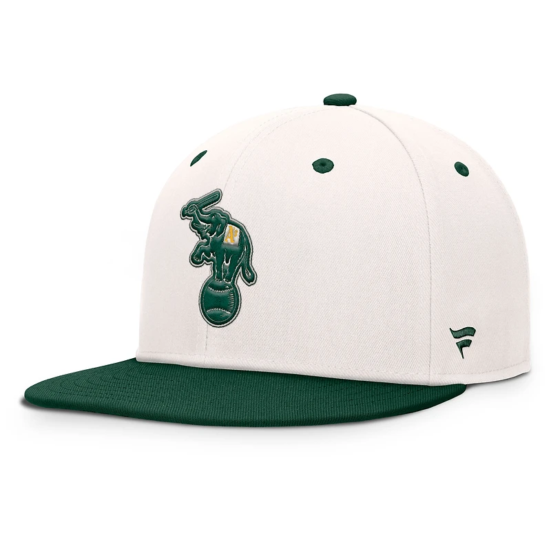 Men's Fanatics Cream/Green Oakland Athletics Cooperstown Collection Unit Fitted Hat