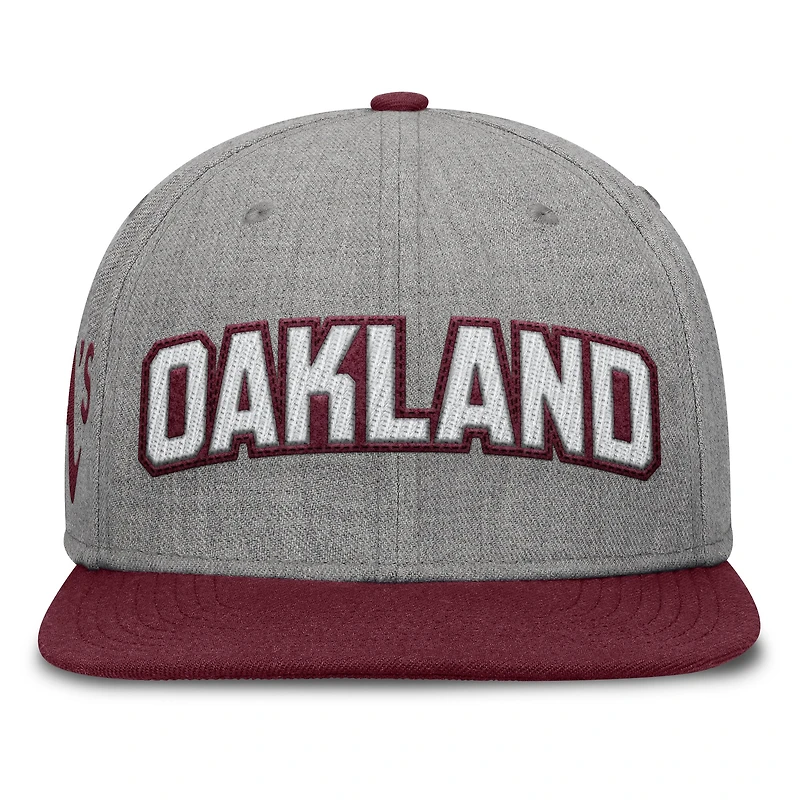 Casquette Snapback en feutre à point de chaînette Fanatics gris/marron pour homme des Oakland Athletics Elements