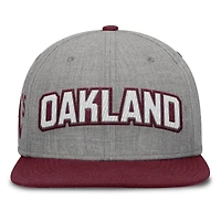 Casquette Snapback en feutre à point de chaînette Fanatics gris/marron pour homme des Oakland Athletics Elements