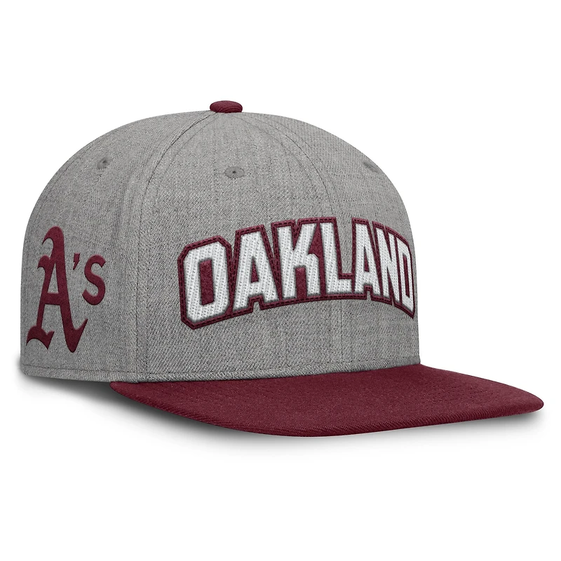 Casquette Snapback en feutre à point de chaînette Fanatics gris/marron pour homme des Oakland Athletics Elements