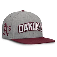 Casquette Snapback en feutre à point de chaînette Fanatics gris/marron pour homme des Oakland Athletics Elements