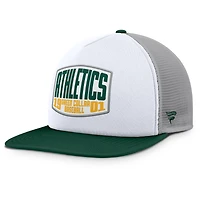 Casquette ajustable Fanatics grise/blanche pour homme, collection Cooperstown, Oakland Athletics, avec patch avant en mousse à manivelle
