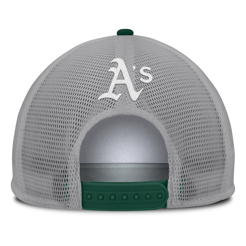 Casquette ajustable Fanatics grise/blanche pour homme, collection Cooperstown, Oakland Athletics, avec patch avant en mousse à manivelle