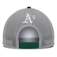 Casquette ajustable Fanatics grise/blanche pour homme, collection Cooperstown, Oakland Athletics, avec patch avant en mousse à manivelle
