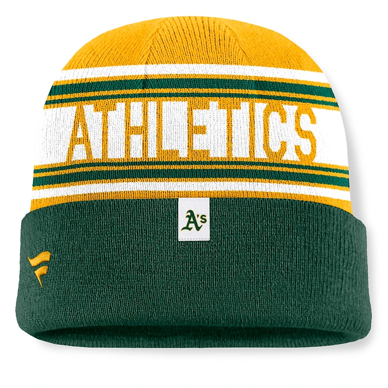 Men's Fanatics Green Oakland Athletics Fundamental Team Stripe Cuffed Knit Hat