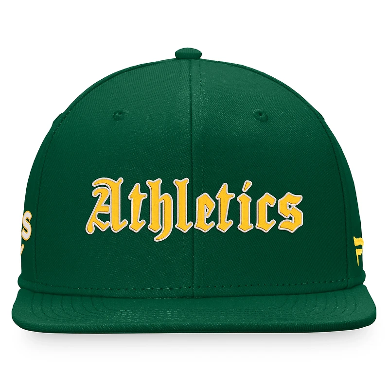 Casquette ajustée à inscription gothique verte Oakland Athletics Fanatics pour hommes